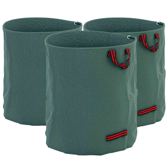 Tuinzak 3x272L waterdichte tuinafvalzak met handvatten, stevige bladzak, zelfstaande tuinzakken met UV-bescherming, herbruikbare tuinafvalzakken voor tuinafval, groenstek Aosoom