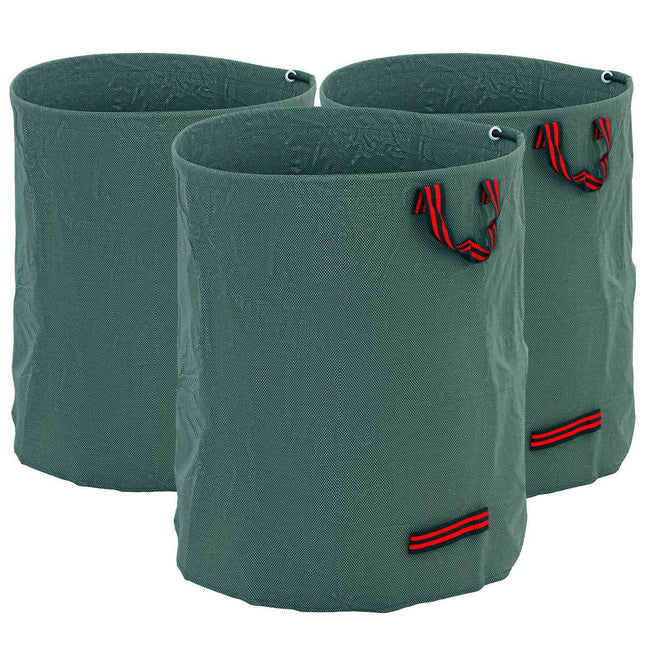 Waterproof 3x300L garden waste bags with handles