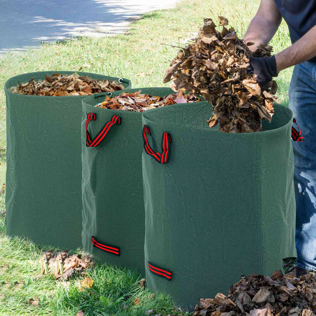 Waterproof 3x300L garden waste bags with handles