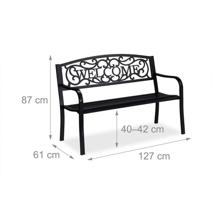Garden bench Welcome in metal