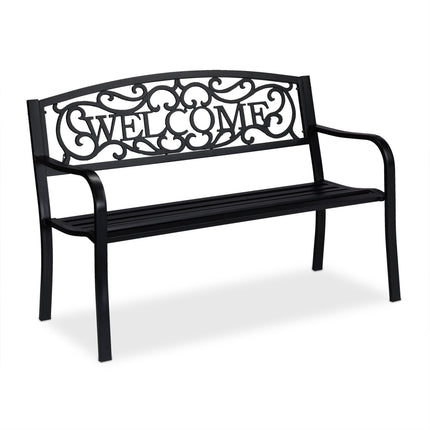 Garden bench Welcome in metal