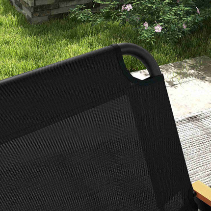 Folding garden bench, 2-seater, 220 kg capacity, black mesh