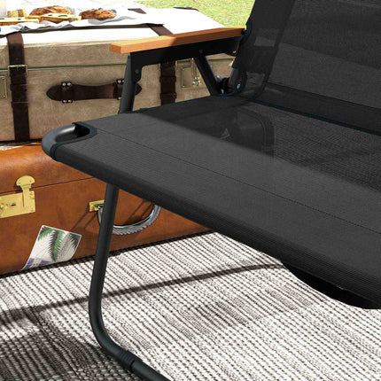 Folding garden bench, 2-seater, 220 kg capacity, black mesh