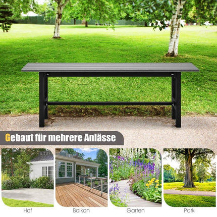 Garden bench for 2 people with slatted seat can hold up to 300kg 120 x 36 x 40.5 cm grey