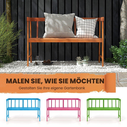 Garden bench made of acacia wood, load capacity up to 360 kg, 2-seater wooden bench 110 x 46 x 72 cm