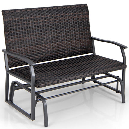 Garden bench polyrattan rocking bench with gentle sliding movement patio bench for balcony brown