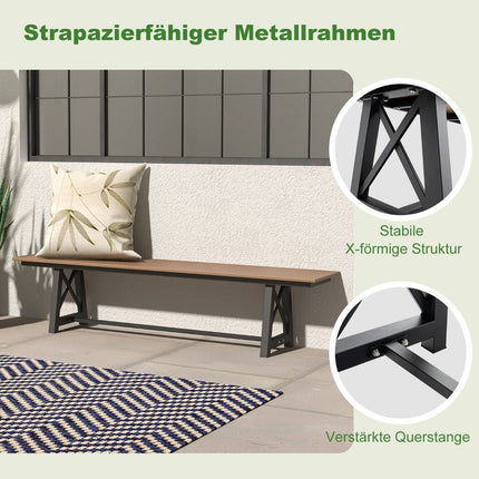 Garden bench weatherproof 3-seater bench can hold up to 500 kg 183 x 35 x 41.5 cm brown