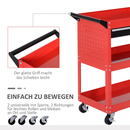 Red garden bench, 60 kg capacity, weatherproof and stable