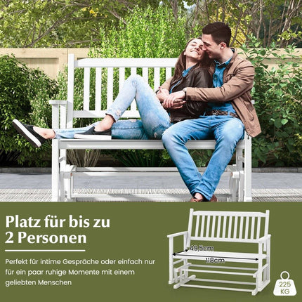 Garden bench with gentle gliding movement. Weatherproof swing bench can hold up to 225 kg
