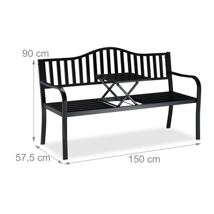 Garden bench with integrated table