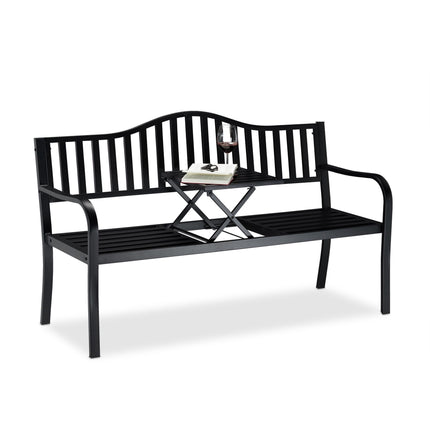Garden bench with integrated table