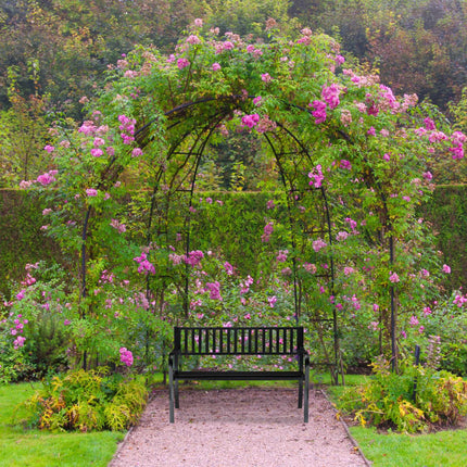 Garden bench with metal support