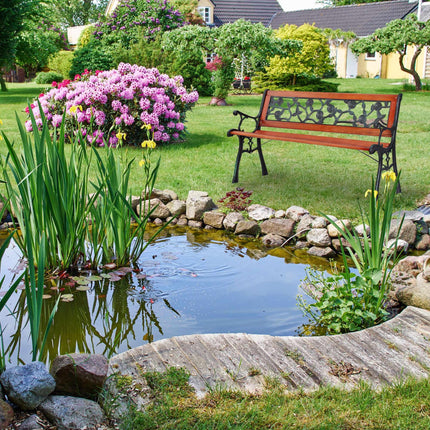 Garden bench with roses dark brown