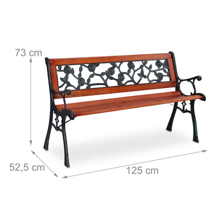 Garden bench with roses dark brown