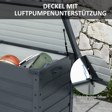 Dark gray garden storage box with wheels and lock 100x62x65 cm