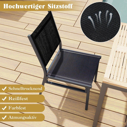 Garden chair aluminum weatherproof patio chair with breathable seat and backrest 60 x 45 x 87 cm black