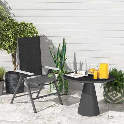 Folding steel garden chair with armrests, black, 120 kg capacity