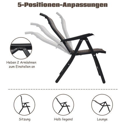 Garden chair polyrattan folding chair with 5-way adjustable backrest 69 x 58 x 85 - 112 cm
