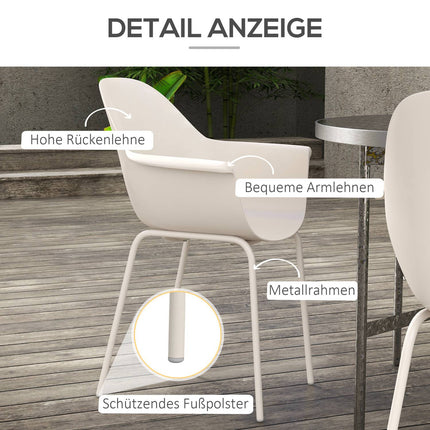 Stackable garden chairs, set of 4 - gray, supports 120 kg