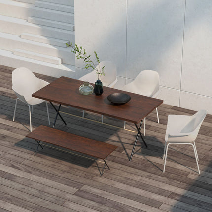 Stackable garden chairs, set of 4 - gray, supports 120 kg