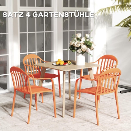 Weatherproof Stackable Garden Chairs, Set of 4, Red
