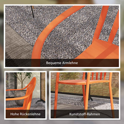 Weatherproof Stackable Garden Chairs, Set of 4, Red