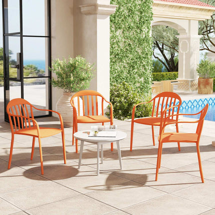 Weatherproof Stackable Garden Chairs, Set of 4, Red