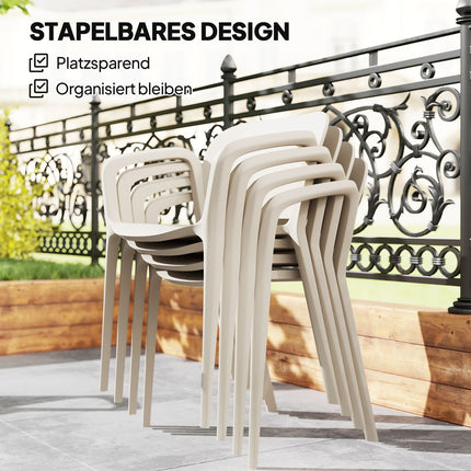 Set of 4 Weatherproof Stackable Plastic Garden Chairs