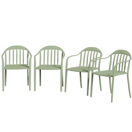 Set of 4 weatherproof stackable plastic patio chairs