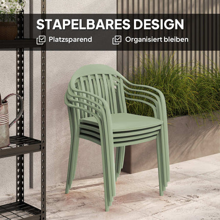 Set of 4 weatherproof stackable plastic patio chairs
