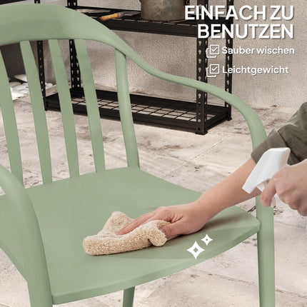Set of 4 weatherproof stackable plastic patio chairs