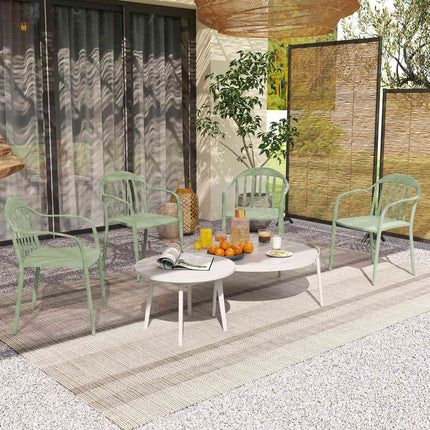 Set of 4 weatherproof stackable plastic patio chairs