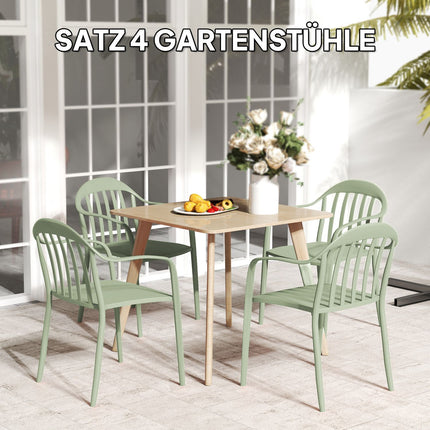 Set of 4 weatherproof stackable plastic patio chairs