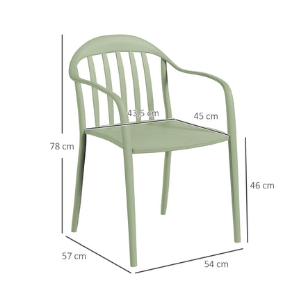 Set of 4 weatherproof stackable plastic patio chairs