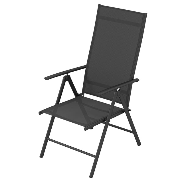 Garden chairs with 7-way adjustable backrest, folding chairs, load capacity up to 180 kg, black, 1 piece