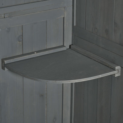 Wooden garden tool shed - Gray & Green, With shelves, 77x54x179 cm