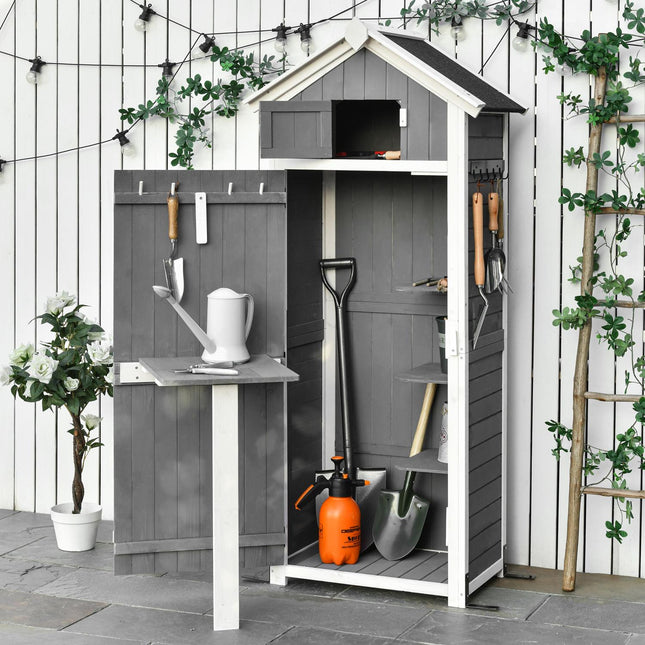Garden shed with door, grey, 78x52.5x182cm