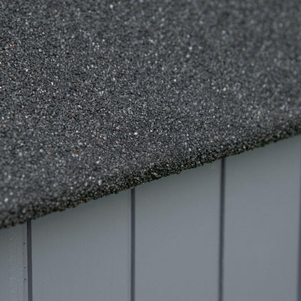Garden tool shed in wood, gray and black, 129x52x180 cm