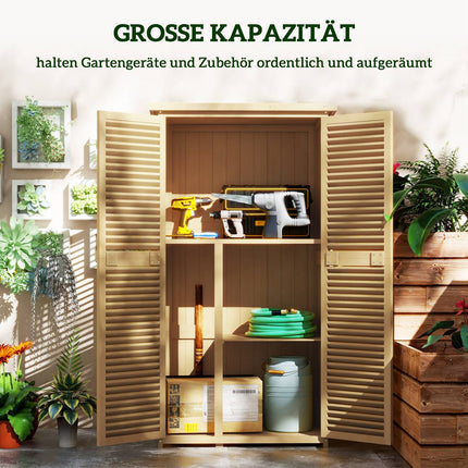 Wooden garden tool shed, asphalt roof, 4 compartments