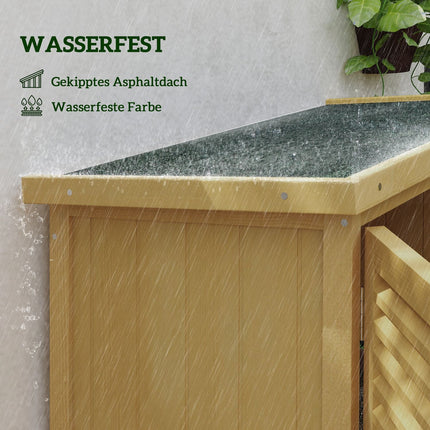 Wooden garden tool shed, asphalt roof, 4 compartments