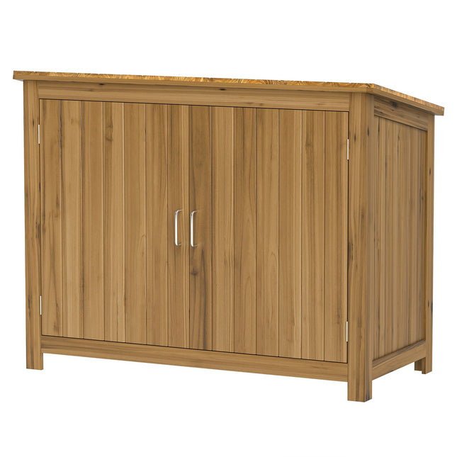 Weather-resistant wooden garden tool shed with shelves 110x50x85 cm