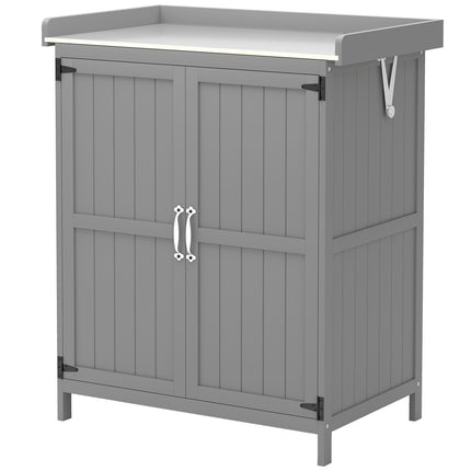 Weatherproof wooden garden tool shed, grey, 74x43x88cm