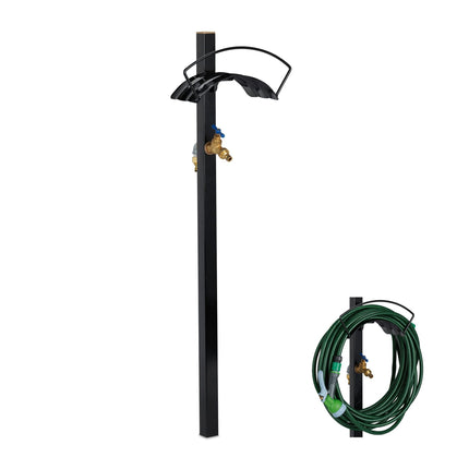 Garden faucet with hose holder