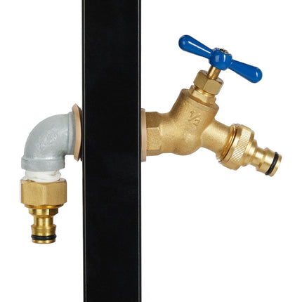 Garden faucet with hose holder