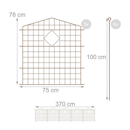 Garden fence with arches, 5 parts