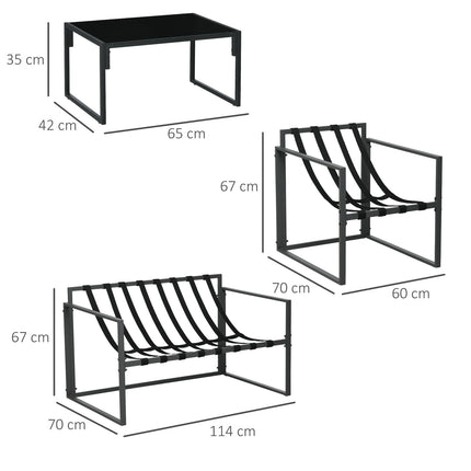 4-piece outdoor furniture - sofa, chairs, table, cushions