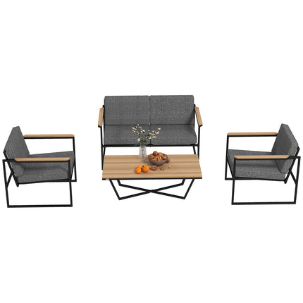 Outdoor garden furniture set for 4, weatherproof with cushions