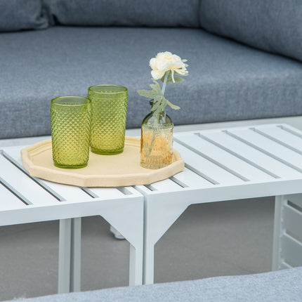 5-piece garden furniture set with canopy and cushions, white/grey