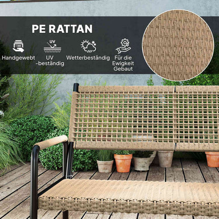 Polyrattan Outdoor Lounge Set, weatherproof, cushioned, 4-person