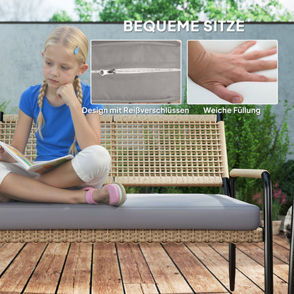 Polyrattan Outdoor Lounge Set, weatherproof, cushioned, 4-person